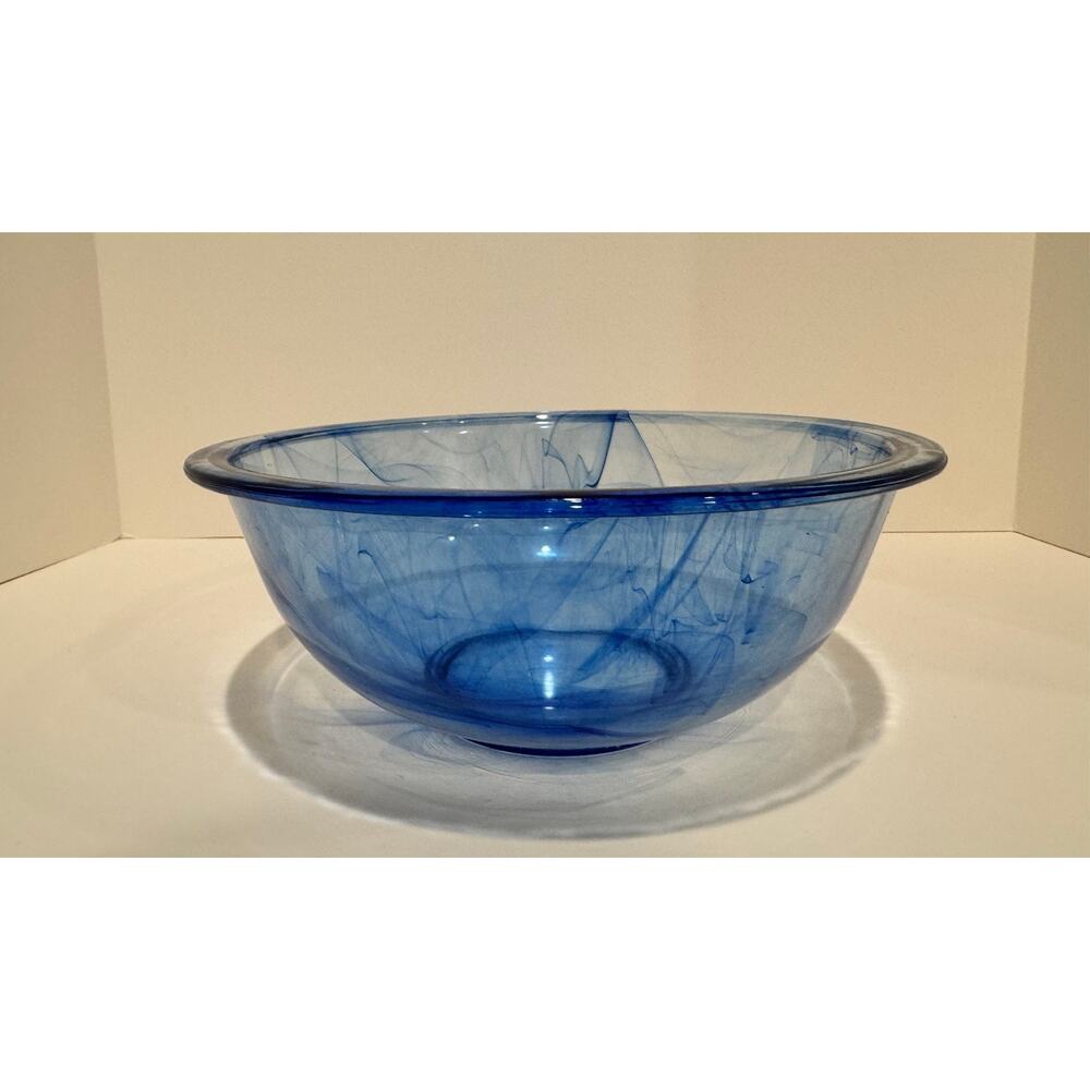Pyrex Watercolor Blue Lagoon Swirl Glass Rimmed 2.5 QT 2.3L Mixing Bowl #325